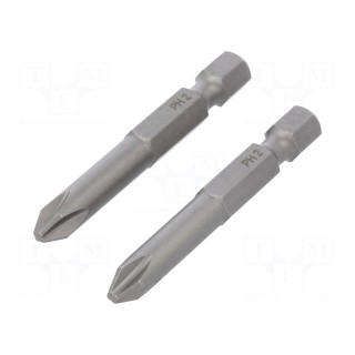 Screwdriver bit | Phillips | PH2 | Overall len: 50mm | 2pcs.