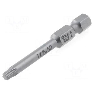 Screwdriver bit | Torx® | TX15 | Overall len: 50mm