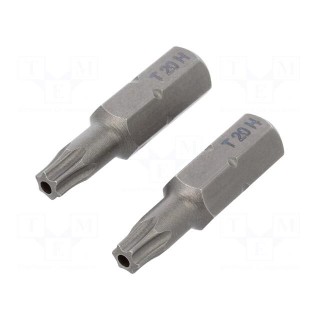 Screwdriver bit | Torx® with protection | T20H | Overall len: 25mm