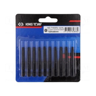 Screwdriver bit | Torx® with protection | T20H | Overall len: 50mm