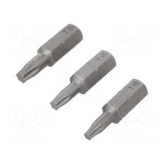 Kit: screwdriver bits | Torx® | hardened | 25mm | Size: TX10,TX15,TX20