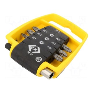 Kit: screwdriver bits | Pcs: 7 | Pozidriv® | 25mm | Size: PZ1,PZ2,PZ3