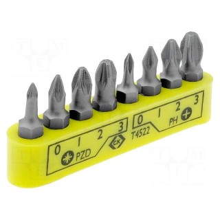Kit: screwdriver bits | Pcs: 8 | Phillips,Pozidriv® | 30mm