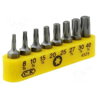 Kit: screwdriver bits | Pcs: 8 | Torx® | 30mm | Mounting: 1/4" (C6,3mm)