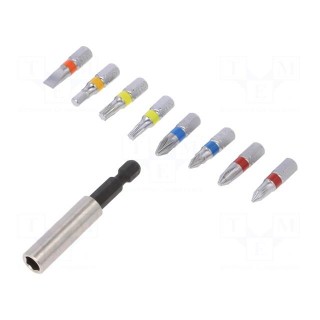 Kit: screwdriver bits | Pcs: 9 | 1/4" Allen key: 4 mm | 25mm