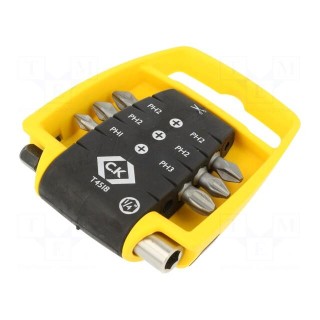 Kit: screwdriver bits | Pcs: 7 | Phillips | 25mm | Size: PH1,PH2,PH3