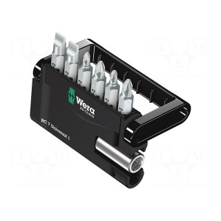 Kit: screwdriver bits | Pcs: 7 | Phillips,Pozidriv®,slot | 25mm