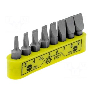 Kit: screwdriver bits | slot | 30mm | Mounting: 1/4" (C6,3mm) | 8pcs.