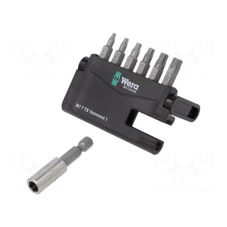 Kit: screwdriver bits | Pcs: 7 | Torx® | 25mm | Package: plastic case
