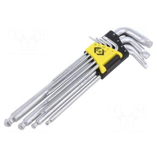 Wrenches set | hex key,spherical | Chrom-vanadium steel | long