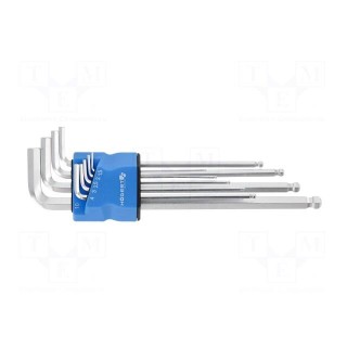 Wrenches set | hex key,spherical | tool steel | long | 9pcs.