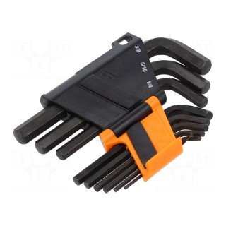 Wrenches set | inch,hex key | long | 9pcs.