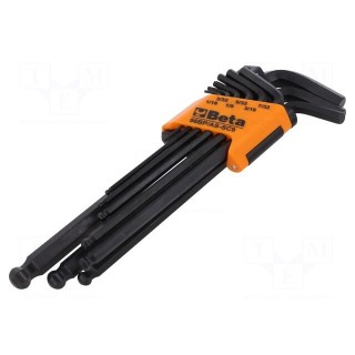 Wrenches set | inch,hex key,spherical | long | 9pcs.