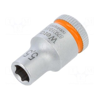 Socket | 6-angles,socket spanner | HEX 5,5mm | 1/4" | 23mm | Zyklop