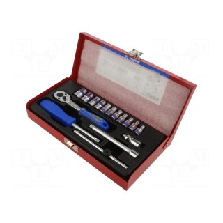 Wrenches set | 6-angles,socket spanner | Mounting: 1/4" | 16pcs.