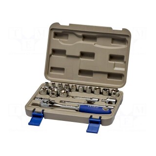 Wrenches set | 6-angles,socket spanner | Mounting: 3/8" | 18pcs.
