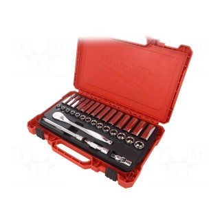 Wrenches set | 6-angles,socket spanner | Mounting: 3/8" | 32pcs.