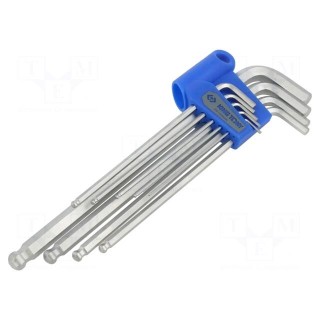 Wrenches set | hex key,spherical | long | 9pcs.