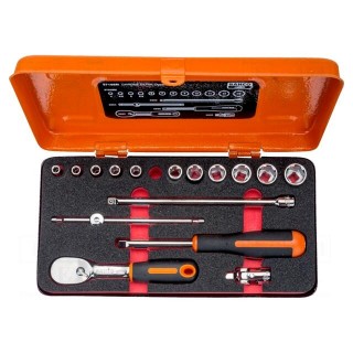 Wrenches set | 6-angles,socket spanner | Mounting: 1/4" | 17pcs.
