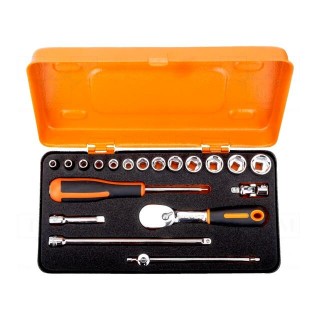 Wrenches set | 6-angles,socket spanner | Mounting: 1/4" | 19pcs.