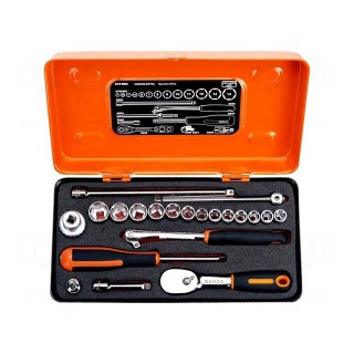 Wrenches set | 6-angles,socket spanner | Mounting: 1/4" | 21pcs.