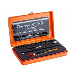 Wrenches set | 6-angles,socket spanner | Mounting: 1/4" | 12pcs.