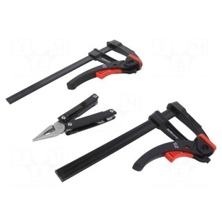 Kit: clips | wood,glass | quick-fastening | Kit: multitool,clips