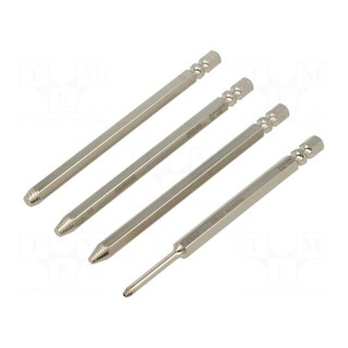 Kit: screw extractor | for unscrewing damaged screws | 4pcs.