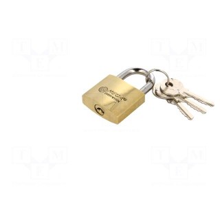 Padlock | hardened shackle | shackle | Equipment: key x3 | Mat: brass