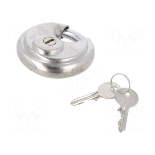 Padlock | stainless steel | round,shackle | A: 70mm | C: 10mm | B: 17mm