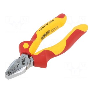 Pliers | insulated,crimping | steel | 145mm | 1kVAC | 0.25÷2.5mm2