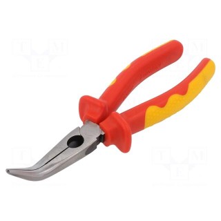 Pliers | insulated,curved,half-rounded nose | 200mm
