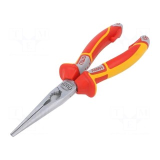 Pliers | insulated,half-rounded nose,telephone,elongated | 205mm