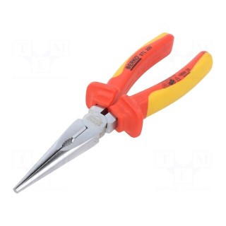 Pliers | insulated,half-rounded nose,universal,elongated | 200mm