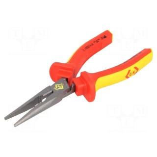 Pliers | insulated,straight,half-rounded nose,elongated | 170mm