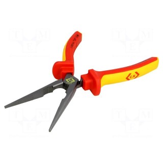 Pliers | insulated,straight,half-rounded nose,elongated | 200mm