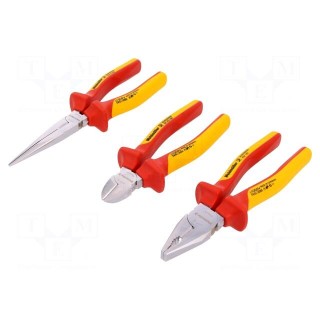 Kit: pliers | Pcs: 3 | insulated | 1kVAC | Blade: about 60 HRC