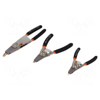 Kit: pliers | for circlip | Kit: replaceable tips | straight | 3pcs.