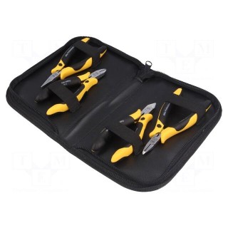 Kit: pliers | Pcs: 4 | side,end,half-rounded nose | Package: bag