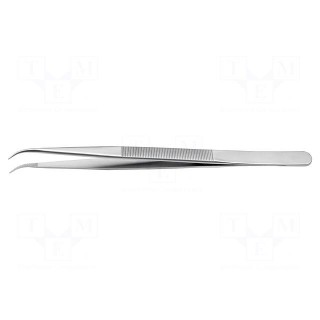Tweezers | 150mm | Blades: narrow,curved | Blade tip shape: flat