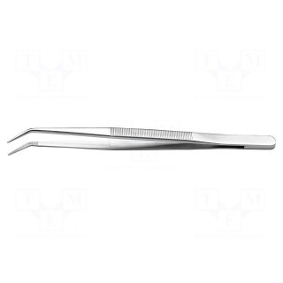 Tweezers | 150mm | Blades: narrow,curved | universal | tips serrated