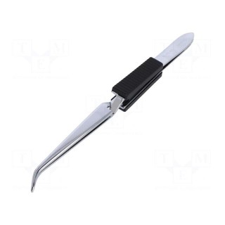 Tweezers | 160mm | Blades: curved | Blade tip shape: flat
