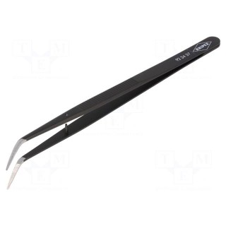 Tweezers | 155mm | for precision works | Blades: curved | black