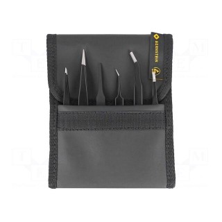 Kit: tweezers | for precision works | ESD | 6pcs.