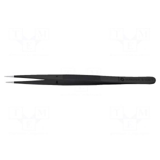 Tweezers | tips serrated | Blade tip shape: flat | ESD