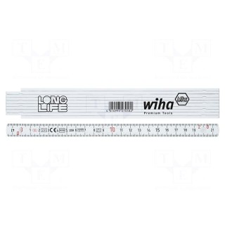 Folding ruler | L: 2m | Width: 15mm | white