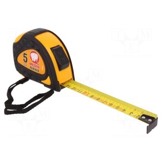 Measuring tape | L: 5m | Width: 25mm | Enclos.mat: ABS,rubber