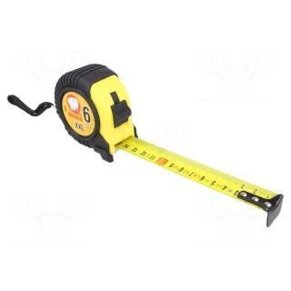 Measuring tape | L: 6m | Width: 25mm | Enclos.mat: ABS,rubber