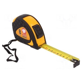 Measuring tape | L: 8m | Width: 25mm | Enclos.mat: ABS,rubber