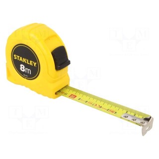Measuring tape | L: 8m | Width: 25mm | Enclos.mat: plastic | Class: II